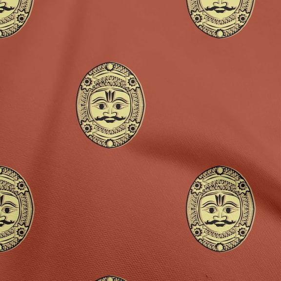 oneOone Velvet Maroon Fabric Asian Block Face Dress Material Fabric Print Fabric By The Yard 58 Inch Wide