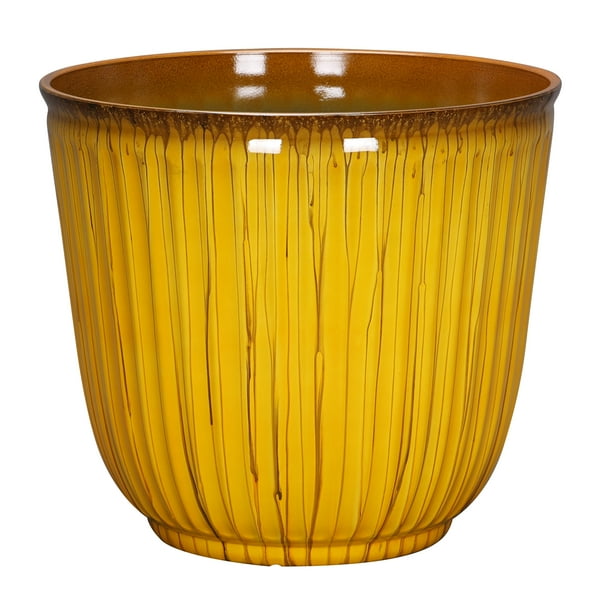 Better Homes & Gardens Kamala Yellow Recycled Resin Planter, 15.7in x