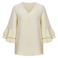thumbnail image 1 of Hauts Décontractés à Manches à Volants pour Femmes T-Shirts à Manches Courtes Évasées Col Rond Tunique Ample, 1 of 7