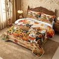 thumbnail image 3 of Erosebridal Fall Dogs Twin Quilt Set 2 Pieces,Cozy Autumn Twin Coverlet Set,Brown,1 Bedspread and 1 Pillowcase, 3 of 7