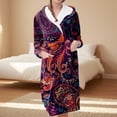 thumbnail image 2 of Women's Fleece Plush Robe Long Warm Plush Bathrobe Loungewear Jacket Printed Comfort Robe, 2 of 5