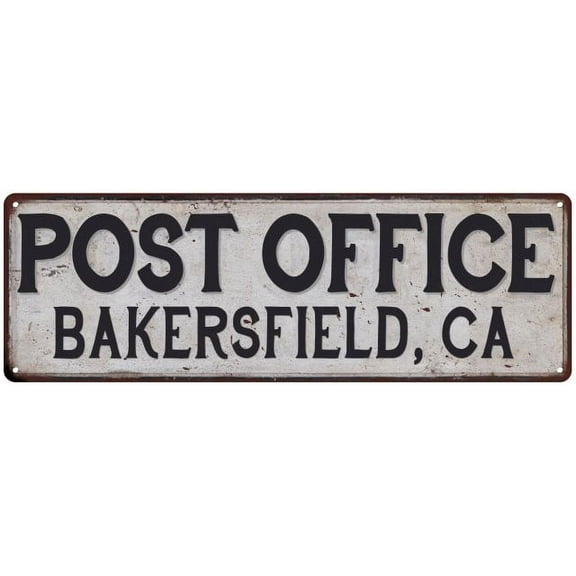 Bakersfield, Ca Post Office Metal Sign Vintage 8x24 108240011043