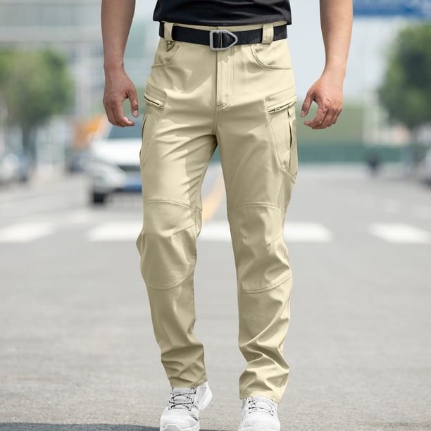 Ceisia Men's Gift Slim Tactical Cargo Pants Abrasion-resistant Multiple Pockets Knee Patch Multi-Color