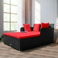 thumbnail image 3 of Patiojoy Patio Rattan Daybed with 4 Pillows Cushioned Sofa for Outdoor Red, 3 of 10