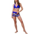 thumbnail image 2 of Women's Leaf Print Color Block Bikini Sets 2 Piece Halter Top Boyshorts Bottom Swimwear Bathing Suits 2 Sets X-Small Dark Blue, Royal Blue, 2 of 5