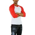 thumbnail image 7 of ToBeInStyle Mens Sleeved Baseball Inspired Classic Shirt Tee - 3/4 Sleeve - Red/White - X-Large, 7 of 7