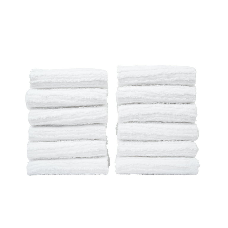 Linteum Textile White Ribbed Bar Mops, Cleaning, Absorbent Towels for Home - 12 Pack, 16x19 Inches, Size: 16 x 19