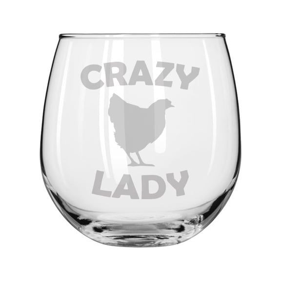 Wine Glass for Red or White Wine Gift Crazy Chicken Lady (16 oz Stemless)