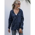 thumbnail image 4 of Impermeables para Mujer, Impermeables, Resistentes Al Viento, Ajustables, con Capucha y Bolsillos. Azul Oscuro S, 4 of 9