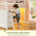 thumbnail image 2 of Low Loft Bed Twin Size with 8 Storage Drawers, Twin Loft Bed with LED Lights and Play Zone, Metal Loft Bed with Under-bed Play Space, No Box Spring Needed, White, 2 of 9
