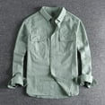 thumbnail image 4 of Vintage Retro Men Cargo Shirt Jacket Canvas Cotton Khaki Military Uniform Light Casual Work Safari Style Shirts Mens Tops Shirt, 4 of 5
