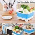 thumbnail image 3 of 9L Collapsible Sink Multifunction Square Wash Dish Cleaning Vegetable Fruit Basket Laundry Kitchen Drain Stopper Portable Storage Basin (Blue), 3 of 5