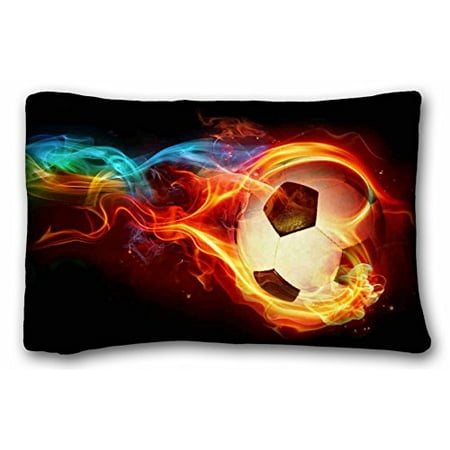 WinHome Flaming Soccer Pillowcase - Pillowcase With Zipper, Pillow Protector, Best Pillow Cover - Standard Size 20x30 Inches Two Sided (Best Soccer Jersey Design)