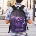 thumbnail image 5 of Uemuo Purple Hippo In Water Printed Durable 17-inch Student Backpack - Lightweight, Waterproof, Adjustable Straps, Ideal for School, Work, Travel, 5 of 5