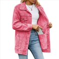 thumbnail image 2 of Chaquetas Vaqueras para Mujer, Modernas Chaquetas Vaqueras Estilo Camionero con Botones, Mangas Largas y Dobladillo Deshilachado. Rosa S, 2 of 10