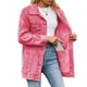 thumbnail image 2 of Chaquetas Vaqueras para Mujer, Modernas Chaquetas Vaqueras Estilo Camionero con Botones, Mangas Largas y Dobladillo Deshilachado. Rosa L, 2 of 10
