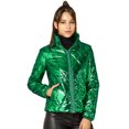 thumbnail image 1 of INSPIRE CHIC Veste Matelassée Courte Métallisée à Fermeture Éclair Holographique pour Femme, 1 of 6