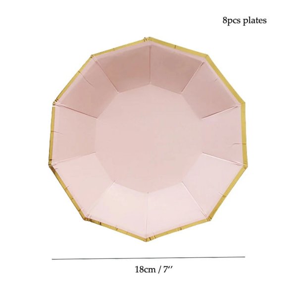 Vajilla desechable para fiesta de oro rosa, plato y vaso de papel champán, servilletas de paja, decoración de cumpleaños, Carnaval, boda, suministros para fiestas infantiles