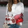 thumbnail image 3 of asdoklhq Womens Sweaters Women's Christmas Glitter Print Loose Casual Long Sleeve Round Neck Hoodless Straight Shoulder Sweater Red M, 3 of 6