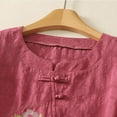 thumbnail image 6 of successthop Womens V Neck T Shirts Chinese Ethnic Embroidery Floral Tops Frog Button Short Sleeve Shirts Clothes Pink XL, 6 of 8