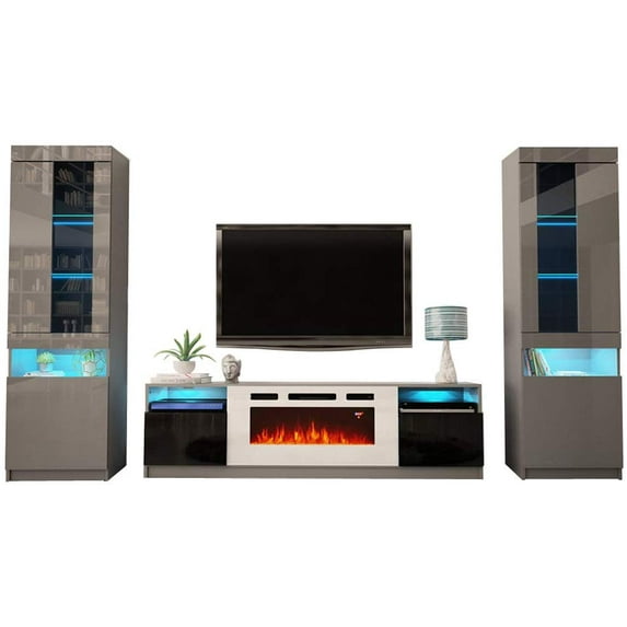 York WH02 Electric Fireplace Modern Wall Unit Entertainment Center