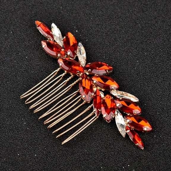 FRCOLOR Elegant Red Alloy Bridal Hair Comb Perfect for Wedding and Special Occasions 4.5 Inches