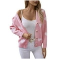 thumbnail image 5 of Timegard Fall Cardigans for Women Lightweight Button down Sweater Coat Casual Cute Heart Print Tops, 5 of 5