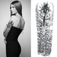 thumbnail image 3 of hoja de brazo completo tatuajes falsos temporales pegatina brazo grande manga tatuaje impermeable tatuajes grandes vid peonía flor rosa tatuaje pegatinas para hombres y mujeres, 3 of 5