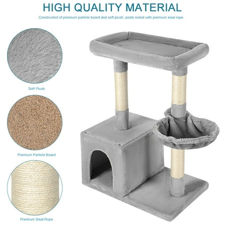 Arbre A Chat Avec Poteaux A Gratter Recouverts De Sisal Et 1 Mobilier En Peluche Pour Chats Pour Chatons Gris Clair Walmart Canada