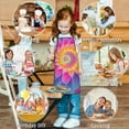 thumbnail image 6 of Rainbow Tie Dye Floral Pattern Kids Aprons for Girls and Boys,Adjustable Neck Strap Toddler Aprons for Kids Cooking Baking, 6 of 6