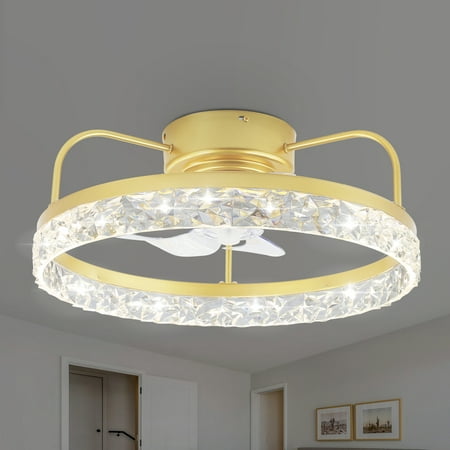 

Oaks Aura Bladeless Dimmable Smart APP Control Ceiling Fan Low Profile Flush Mount Ceiling Lighting