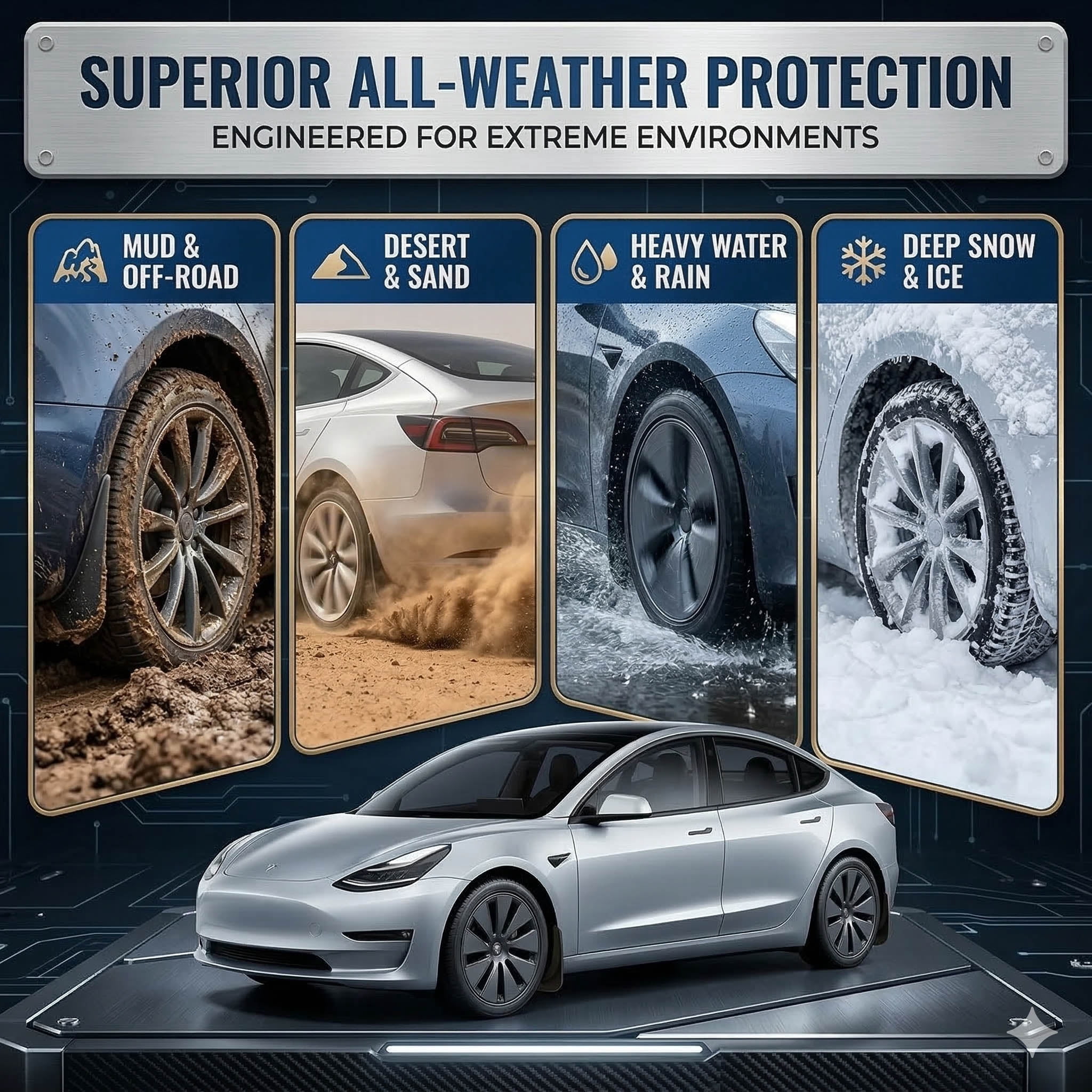 tesla model 3 mud flaps Model 3 Accessories All-Weather Mud Guard Body Kits for Model 3 2024-2026