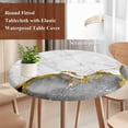 thumbnail image 4 of Gray Gold Marble Round Tablecloth, Fitted Table Cover with Elastic for 36"-44" Round Tables, Modern Abstract Marble Crack Texture Table Cloth Outdoor Indoor Dinning Party Waterproof Tablecloths, 4 of 7