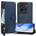 thumbnail image 5 of Étui Portefeuille pour TCL 503 avec Poche à Fermeture Éclair Porte-Cartes Support Sangle de Poignet Étui à Rabat en Cuir Bleu, 5 of 5