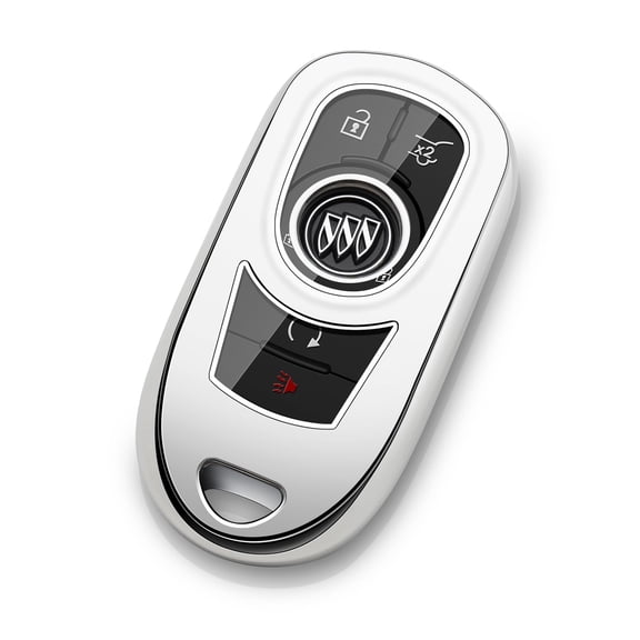 Compatible Key Fob Cover for Buick Key Fob Cover Car Key Protector Case Key Chain Holder Accessories Silver Keychain