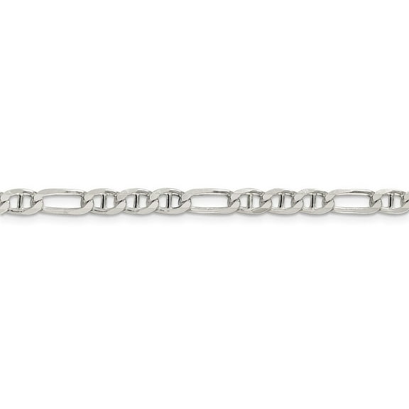 Diamond2Deal 925 Sterling Silver 4.5mm Figaro Anchor Chain Necklace for Men 24"