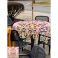 thumbnail image 4 of Happy Eatser Outdoor Tablecloth - 60x60 Inch Square Dining Table Cover, Cute Bunny Colorful Eggs Rustic Flower Plants Pink Waterproof Outdoor Table Cloth with Umbrella Hole & Zipper for Picnic/Patio, 4 of 7