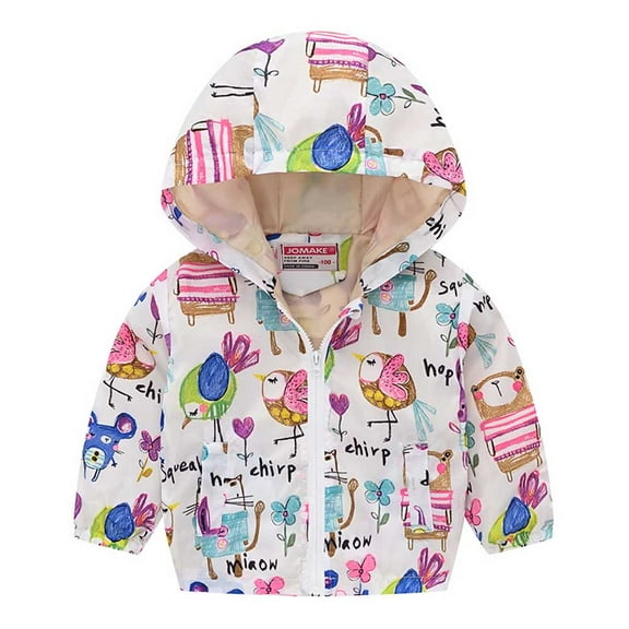 Frostluinai Toddler Girls Raincoat Waterproof Kids Baby Fashion Floral Printed Windproof Jacket Hooded Coat Lightweight Kids Rain Poncho Jacket Windbreaker Outwear Coat