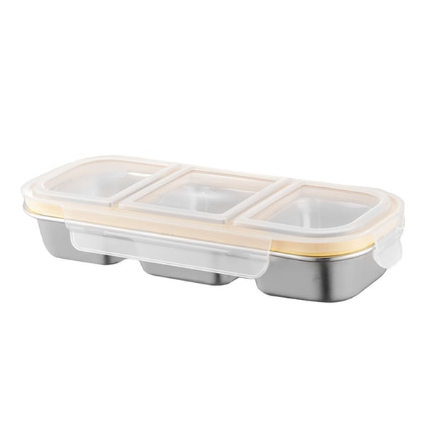 Contenedores de acero inoxidable para refrigerios, caja de condimentos dividida con tapas, lonchera con compartimentos sellados a prueba de fugas, contenedor de alimentos reutilizable.