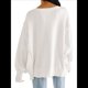 thumbnail image 3 of Sudadera Holgada de Gran Tamaño para Mujer, Cuello Redondo, Larga, Abertura Lateral, Estilo Jersey Crema L, 3 of 10