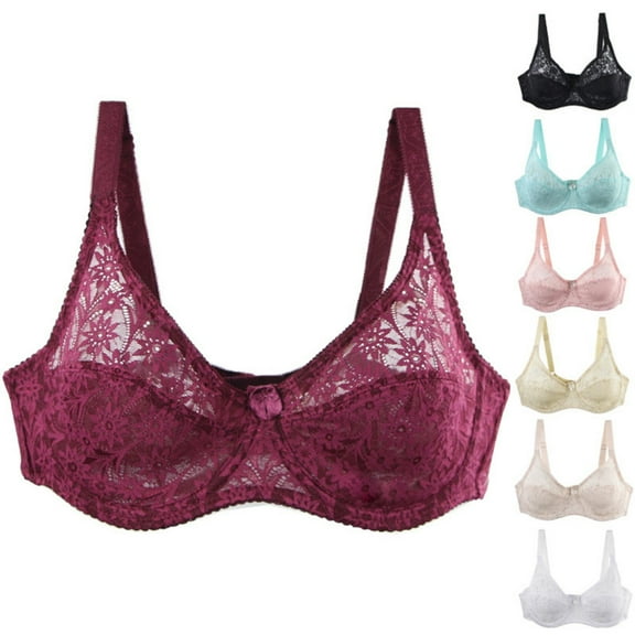 YHAJDS Women Plus Size Bra,Wireless Bra for Women Everyday Bras Ladies Lace Thin Cup Underwired Lift Sagging Push Up Bra for E Cup Plus Size