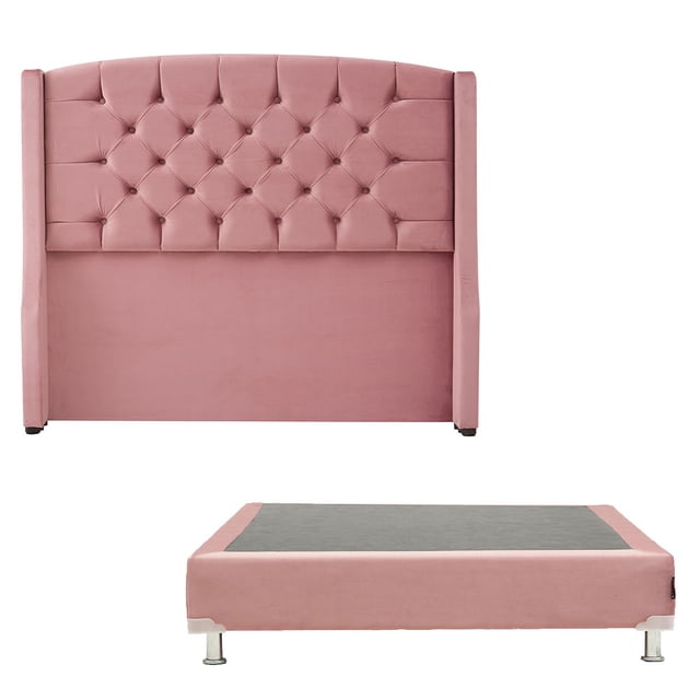 Box Base Cama Matrimonial + Cabecera Sitka Palo de Rosa