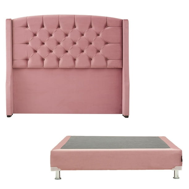 Box Base Cama Matrimonial + Cabecera Sitka Palo de Rosa