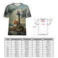 thumbnail image 2 of Lighthouse Sunrise Coast Scenery Pale Blue Tan Women's Short Sleeve Tops Casual Blouses T Shirt, 2 of 6