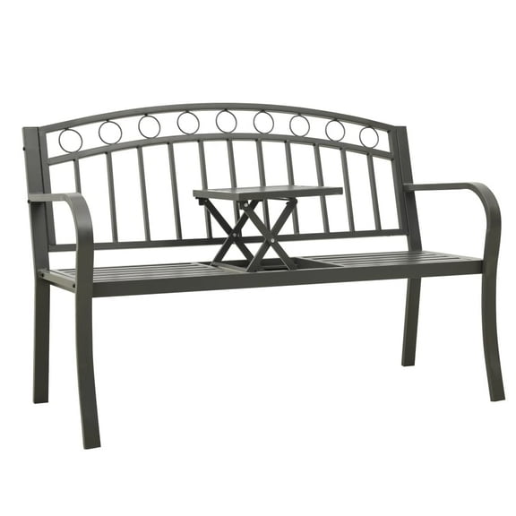 vidaXL Patio Bench with a Table 49.2" Steel Gray