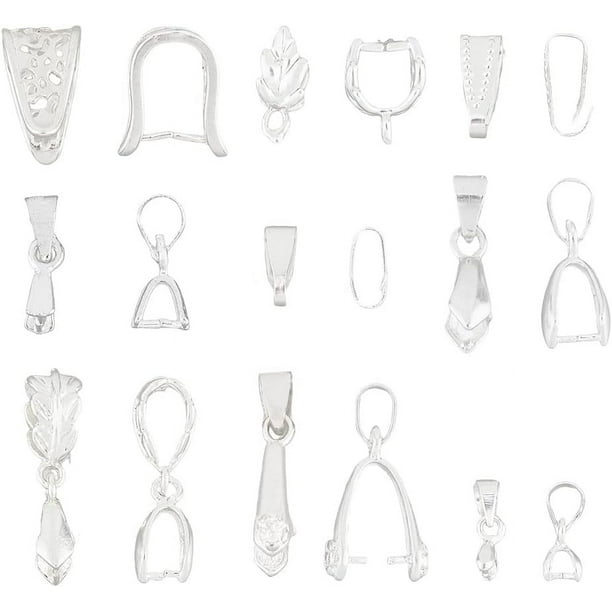 96 piezas de 9 estilos de cierres de latón con pinza, cierres de plata con pinza tipo picahielo, broches para joyería, cierres metálicos con pinza, clips para colgantes, conectores y accesorios.