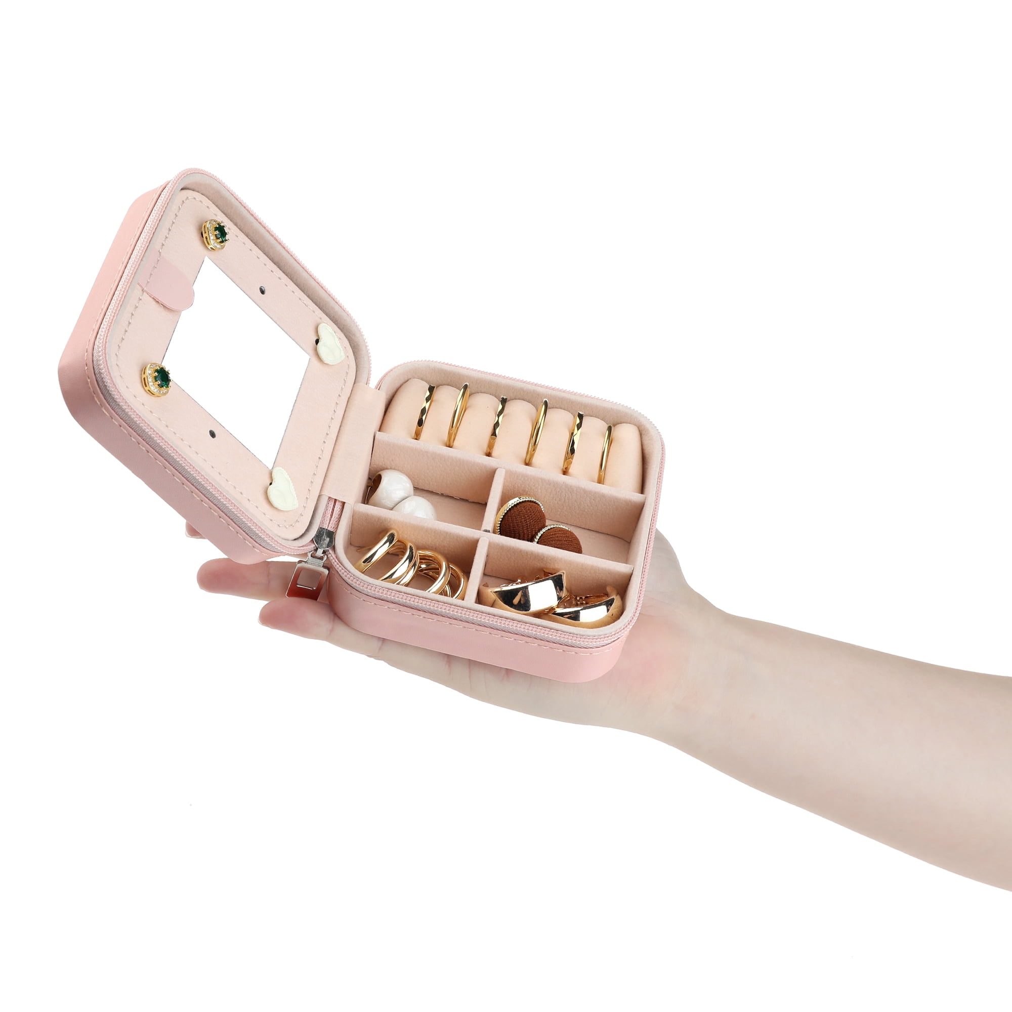 Unique Bargains Jewelry Box Small PU Leather Jewelry Organizer Case Storage Display Holder Pattern L