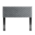 thumbnail image 3 of Pemberly Row Angular Channel Tufted Velvet Full/Queen Headboard in Charcoal, 3 of 11