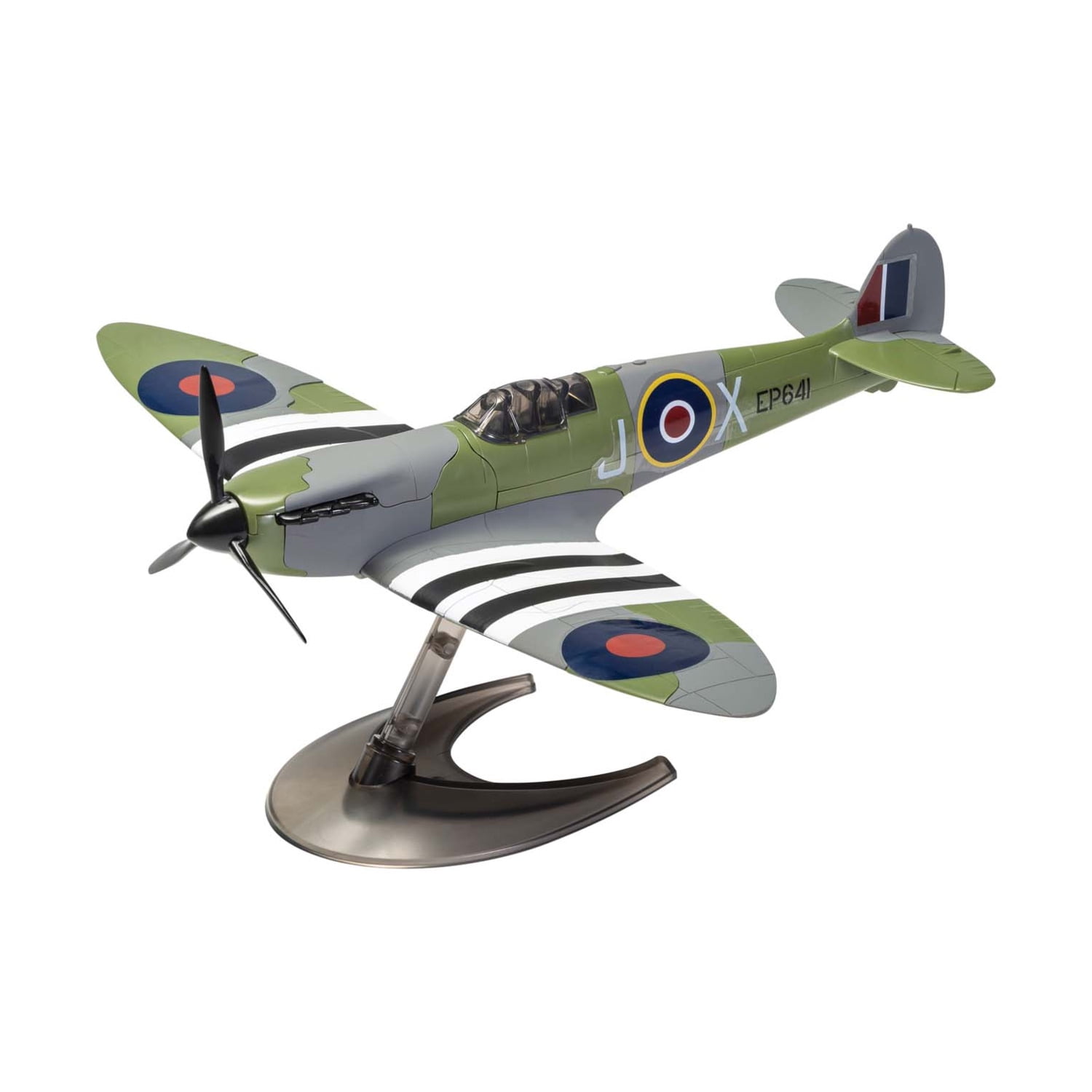Skill 1 Model Kit D-Day Spitfire Snap Together Painted Plastic Model Airplane Kit by Airfix Quickbuild
