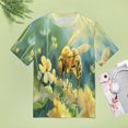 thumbnail image 4 of Bees Collect Honey Womens Tops Women's Fashion Casual Short Sleeve Flower Print Round Neck Pullover Top Blouse, 4 of 6
